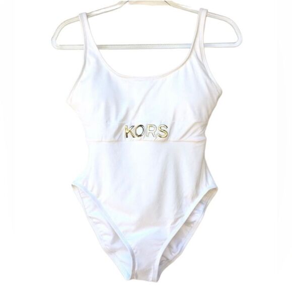 Michael Kors Other - Michael Kors New One Piece White Signature Logo Swimsuit 6 NWT